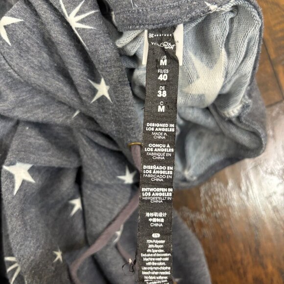 Wildfox Sweatshirt Medium Blue Stars Cropped Hoodie Pullover Women's Casual - Picture 10 of 10